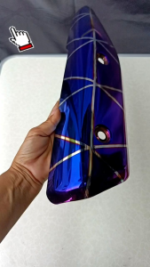 กันร้อน ท่อไอเสีย WAVE-125i 2012-2017 สี ชุบน้ำเงินลายบิงโก ขายถูก