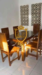 COD MEJA MAKAN JATI 6 KURSI dan KACA MEJA