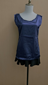 atasan wanita biru tua navy M cewek santai blouse kutung