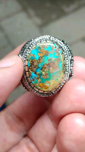 CINCIN BATU PIRUS PERSIA DWI WARNA LAWASAN URAT EMAS NATURAL