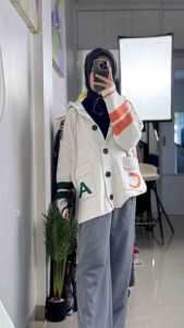 LC2153 Premium Oversized Kardigan Knit Lembut Berkerudung Fashion Korea Terbaru