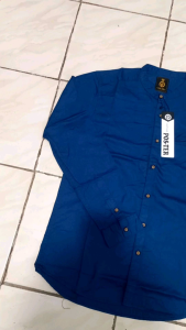 Kemko POSTER POLOS Kemeja Koko Pria Dewasa Lengan Panjang Katun Sigaret Kerah Sanghai