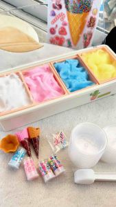 Candy Cream Bar ร้านไอติมสายไหม สไลม์ 1800g 4สี พร้อมที่ตักและท้อปปิ้ง