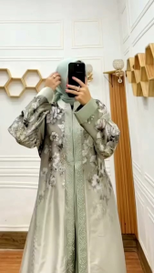 (COD) GAMIS ARMANY SILK PRINTING MIX SATIN PLUS PAYET TERBARU // GAMIS PESTA MUSLIMAH TERLARIS