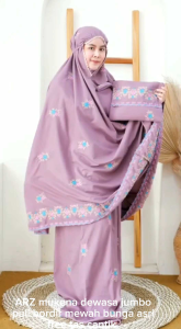 mukena dewasa bordir bunga asri katun premium jumbo free tas cantik