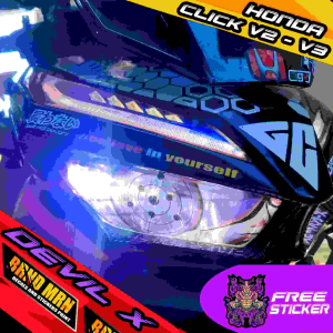 HONDA CLICK V2 / V3/V4 HEADLIGHT SHARINGAN EYE DECAL CLEAR STICKER TINT PROTECTOR