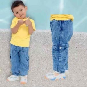 Wafial Cargo pants - Celana Cargo Kanak-kanak & Gadis 2-14 Tahun Kain Jeans dengan Pocket Belakang