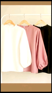 Atasan Pakaian Wanita Diolin Top Blouse Polos Lengan Panjang Terbaru