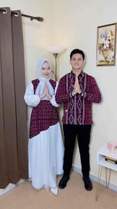 CAMELIA DRESS TENUN RED X WHITE - BAJU TENUN TERBARU