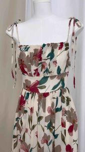 Đầm maxi hoa nữ tính 2 dây thắt nơ dáng dài thời trang dưới 55kg