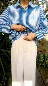 Kemeja Salur Atasan Kemeja Basic Lengan Panjang Kemeja Casual Kerah Nyaman