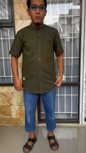 Kemeja Koko KEMKO tangan pendek bahan canvas 100% cotton by riZAru