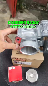 Yamaha Genuine Engine Cylinder Block for Motorcycles. Fits Yamaha Models. Outdoor Display on Grass.