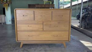 ตู้ไม้สัก 6 ลิ้นชัก กว้าง 140 x สูง 100 x ลึก 40 cm. Teak Wooden Cabinet. (Pre-order 14 days)