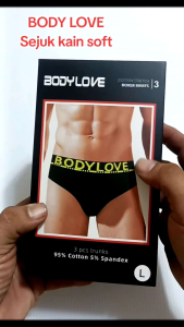 BODY LOVE Seluar Dalam Lelaki 3 Helai Dalam 1 Kotak BRIEF MEN 1995 Cotton Mix Color M L XL XXL Kualiti Terbaik - Menswear