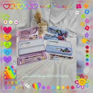 5IN1 KOTAK PENSIL KALENG 2 SUSUN / TEMPAT PENCIL KARAKTER ANAK CEWEK & COWOK / KOTAK PENSIL PRINCESS SUPERHERO  / CUTE KIDS PENCIL CASE / LPY7612