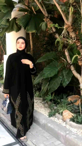sabella abaya gamis hitam outer kamila jetblack saudi turkey dubai