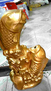 Tượng tiểu cảnh cá chép hoá rồng ( Có lỗ cho máy bơm phun nước)