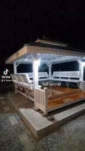 ศาลาไม้ฟัก ทองสีขาว 3 × 3 เมตร 0.6 × 3 เมตร ศูนย์ สำหรับการพักผ่อนสีขาว