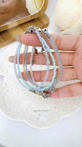 Vòng tay đá mini 1mm Bee Charm Bracelet KHÔNG GỈ lắc tay mảnh phối charm tông pastel basic phong cách hàn quốc