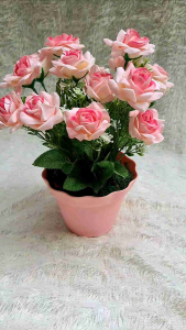 bunga artificial bunga mawar premium cabang 18 berikut vas  bunga meja cantik