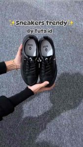 Sepatu Sneakers Olahraga Sport Putih Hitam Kets Wanita kasual Sepatu Sekolah SD SMP SMA Sol Garis Sepatu Polos Gaya Korean Style