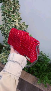 LARISSA ELLA - Túi Xách Đá Pha Lê Đan Tay Thủ Công Đeo Vai Nữ Đeo Chéo Cầm Tay Đi Tiệc. Đựng Vừa Điện Thoại