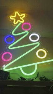 ไฟคริสต์มาส ไฟปีใหม่ ป้ายไฟตกแต่งผนัง ป้ายไฟปีใหม่ ป้ายไฟต้นคริสต์มาส ป้ายไฟร้าน ป้ายไฟled ต้นคริสต์มาส 60x36cm