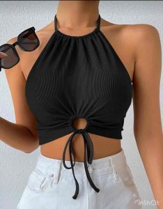 KIM - Summer Halter Neck Top Backless Crop Top Halter Crop Top