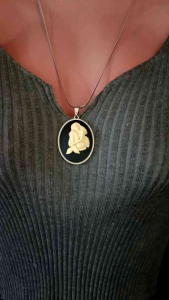 USA Mermaid Cameo Pendant Silver Stainless Statement Jewelry Necklace