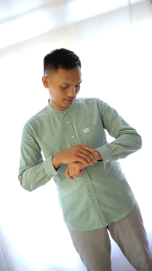 Kemeja Pria Lengan Panjang Kerah Shanghai Katun Linen Premium