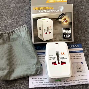 Universal Travel Adaptor Internasional 2 port Usb Charger Adapter Stop Kontak