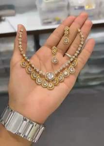 Matte gold finish necklace set with matching earrings