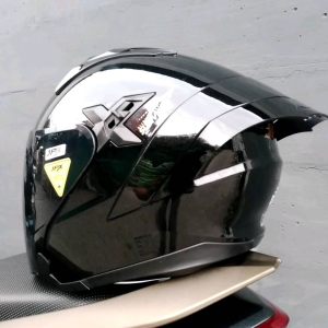 HELM JPX NOVA X V2.0 SOLID BLACK GLOSS PAKET SPOILER DOUBLE VISOR SLOT INTERCOM ORIGINAL