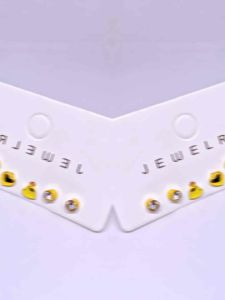 ZIHANG JEWELRY 24K Gold plated titanium minimalist 3 pairs / set earrings for women with card