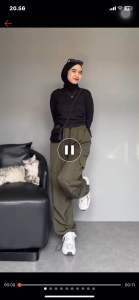 Kiya Cargo Pants - Celana Cargo Pants Wanita Highwaist Korean Style - Celana Cargo Wanita Jumbo Tali Serut