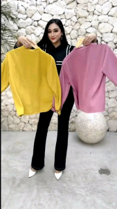 Blouse Nonny List Ruffle Crinkel Airflou Kemeja Kekinian