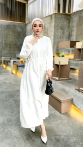 MIDI DRES HAZEL POLO LINEN PREMIUM TALI PINGGANG