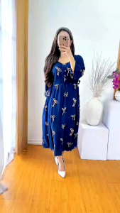 DASTER KEKINIAN TERBARU DARI MURADHA.ID: DRESS CHIBI SULTAN LENGAN 3/4 MOTIF PITA BAHAN RAYON PREMIUM