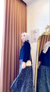 New Arrival Sofiya Set Rok Kemeja Polo Linen Rok Rayon Diamond Terbaru Nyaman Rok Motif