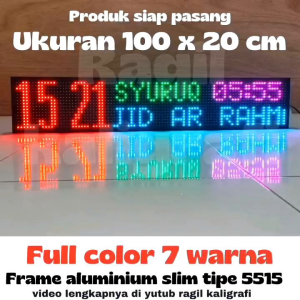 Jam sholat digital running text ukuran 100 x 20 cm - running text jadwal sholat ukuran 100 x 20 cm