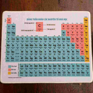 Miếng lót tấm lót chuột máy tính 25x20 và cốc sứ in bảng tuần hoàn nguyên tố hóa học