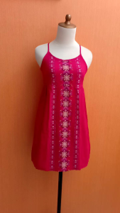 mini dress wanita pink motif batik OLD NAVY cewek M tank cute santai dingin rayon pantai