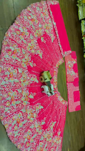 [PRE-ORDER] Semistitched Faux Georgette Lengha With Embroidered ( Delivery 10 Days )