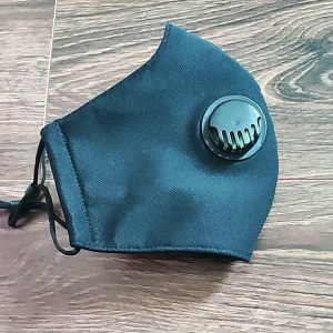 Set 5 cái Khẩu trang vải đen trơn có van thở chuyên dụng dây rút điều chỉnh tái sử dụng