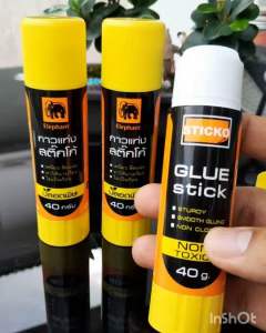 กาวแท่ง ตราช้าง Sticko เนื้อสีขาว ขนาด 40 กรัม