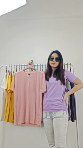 keywords: เสื้อยืด, คอวีสีพื้น, ผ้าcotton100%, ยืดยืด, ยืดเสื้อ