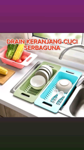 Keranjang cuci sayur/ buah yg expandable bisa ditarik dan di sesuaikan dengan wastafel pencuci piring anda / keranjang wastafel sink / saringan pencuci buah sayur piring / pemiris wastafel multifungsi