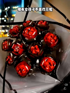 🎁520 hot gift🌹 Wine Red Heart Bouquet (Building Blocks)💥 A bouquet that never fades 💖
