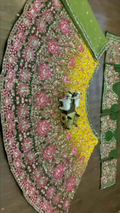 [PRE-ORDER] Semistitched Embroidered With Sequence Work Floral Lengha ( Delivery 10 Days )